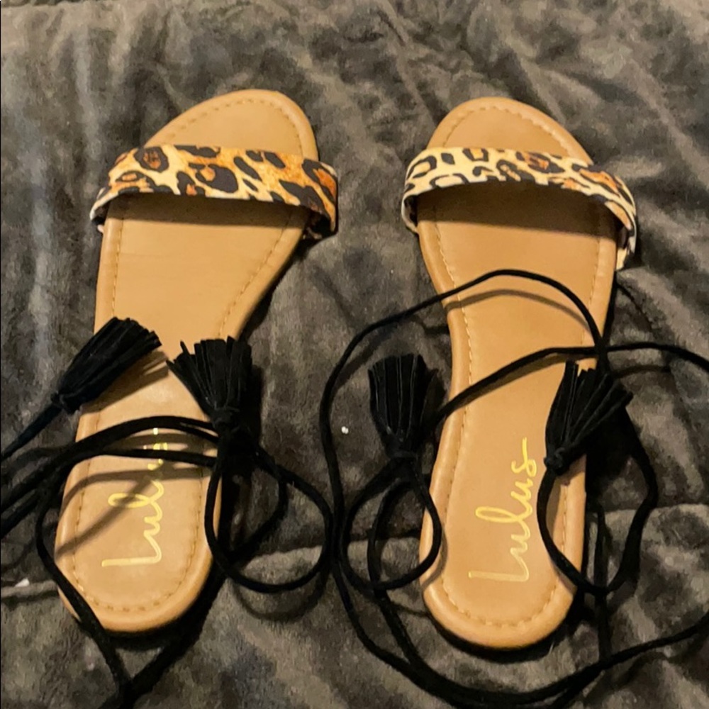 Lulus wrap around cheetah and velvet sandals!